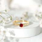 Rosec Jewels-Round Lab Grown Ruby Solitaire Ring with Diamond