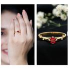 Rosec Jewels-Round Lab Grown Ruby Solitaire Ring with Diamond