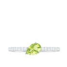 Natural 1 Carat Pear Shape Peridot Engagement Ring with Diamond AAA - Rosec Jewels