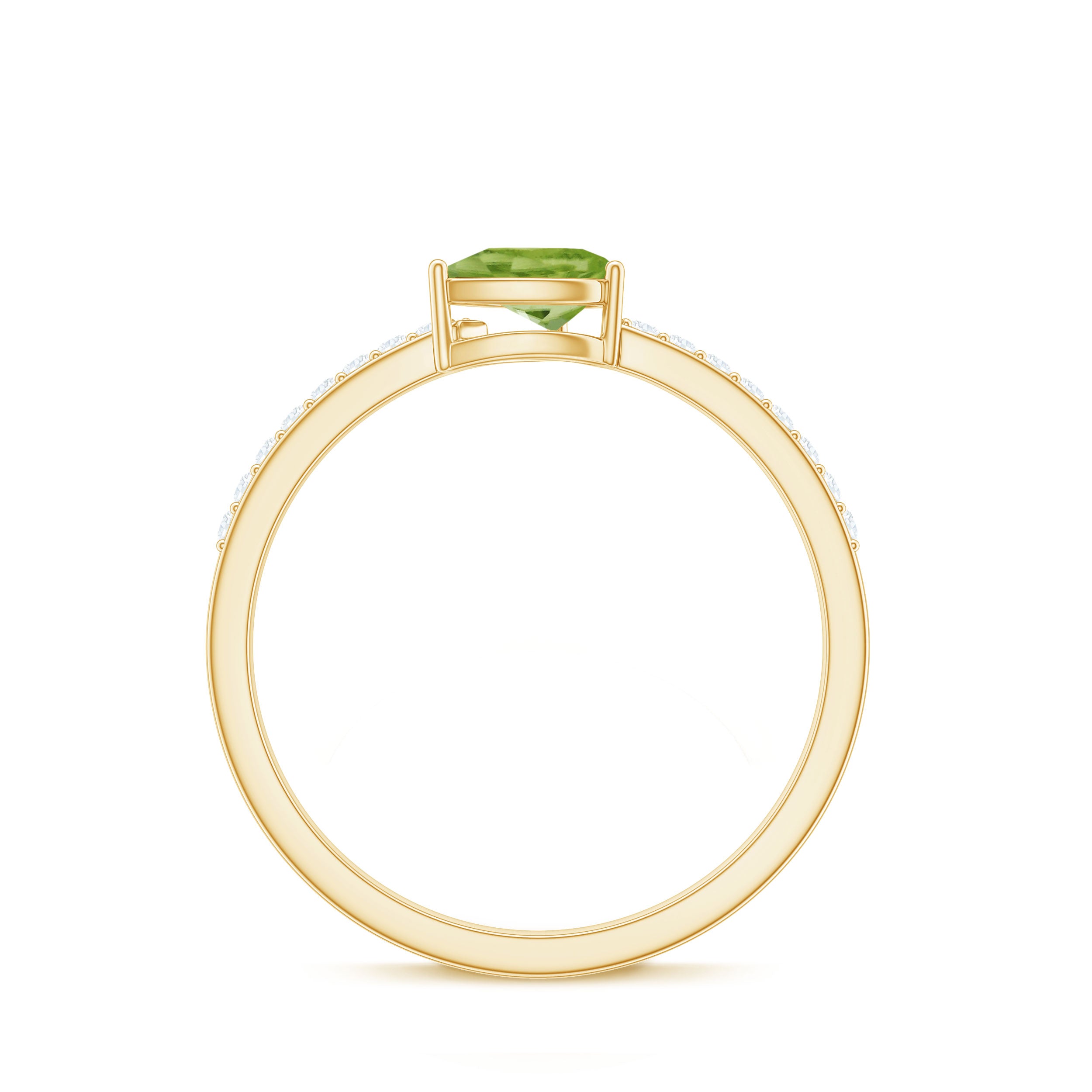 Natural 1 Carat Pear Shape Peridot Engagement Ring with Diamond AAA - Rosec Jewels