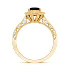 Rosec Jewels-Vintage Inspired Black Onyx Oval Engagement Ring with Diamond Halo