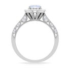 1.50 CT Moonstone and Diamond Engagement Ring with Milgrain Details AAA - Rosec Jewels