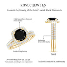 Certified 2 Carat Lab Grown Black Diamond Halo Engagement Ring with Wedding Band AAAA ( Synthetic ) - Rosec Jewels
