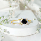 Certified 2 Carat Lab Grown Black Diamond Halo Engagement Ring with Wedding Band AAAA ( Synthetic ) - Rosec Jewels