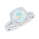 Real Ethiopian Opal Engagement Ring with Moissanite Wedding Band AAA - Rosec Jewels