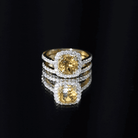 1.2 Carat Citrine Halo Wedding Ring Set with Moissanite AAA - Rosec Jewels