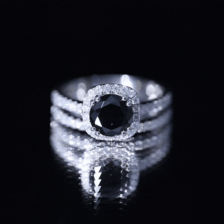 Round Cut Black Onyx Bridal Wedding Ring Set with Moissanite AAA - Rosec Jewels