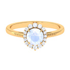 3/4 CT Natural Moonstone Engagement Ring with Diamond Accent AAA - Rosec Jewels