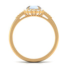 3/4 CT Natural Moonstone Engagement Ring with Diamond Accent AAA - Rosec Jewels