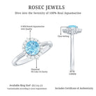 Natural 6MM Aquamarine Halo Engagement Ring with Diamond AAA - Rosec Jewels