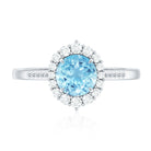 Natural 6MM Aquamarine Halo Engagement Ring with Diamond AAA - Rosec Jewels