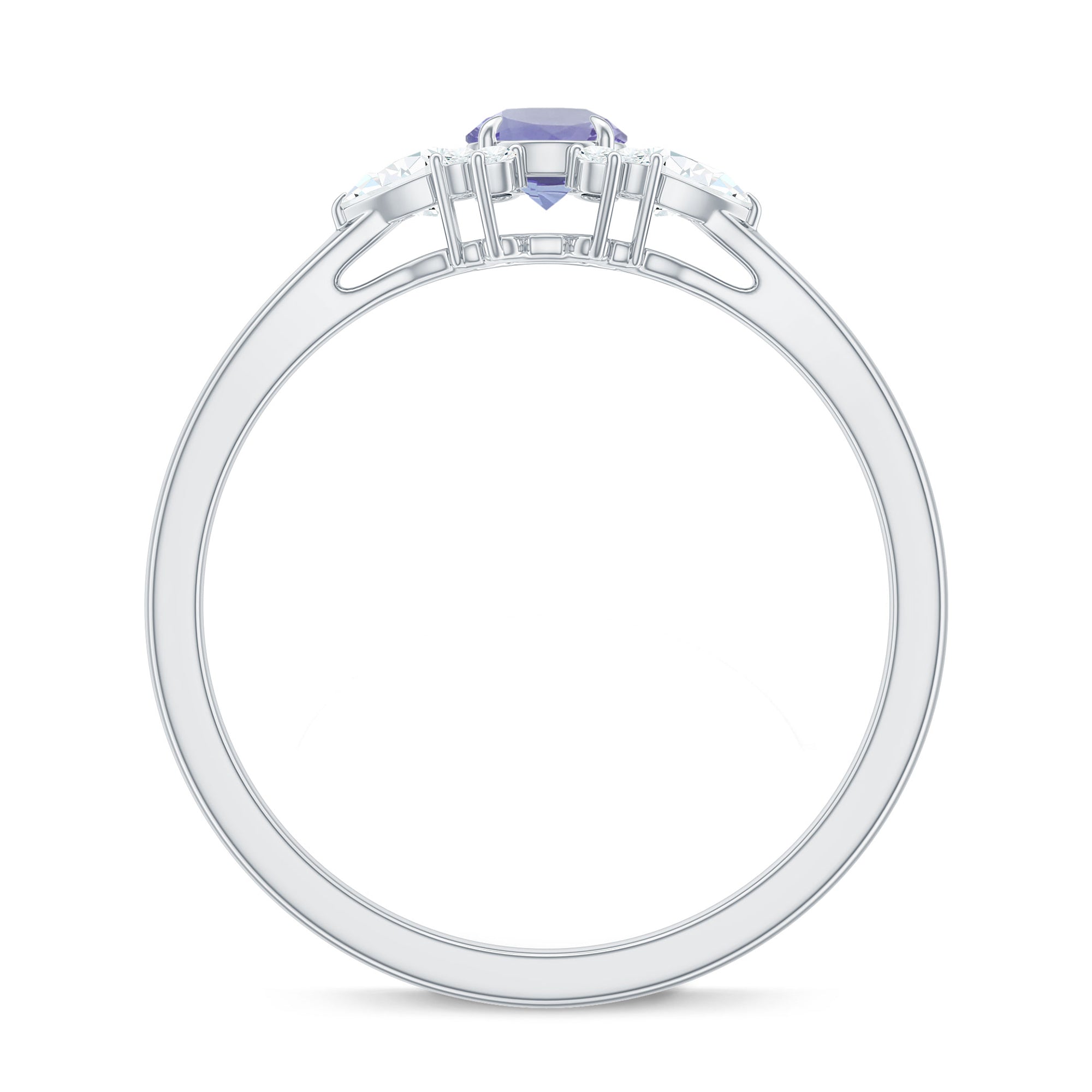 Real Tanzanite Promise Ring with Diamond AAA - Rosec Jewels