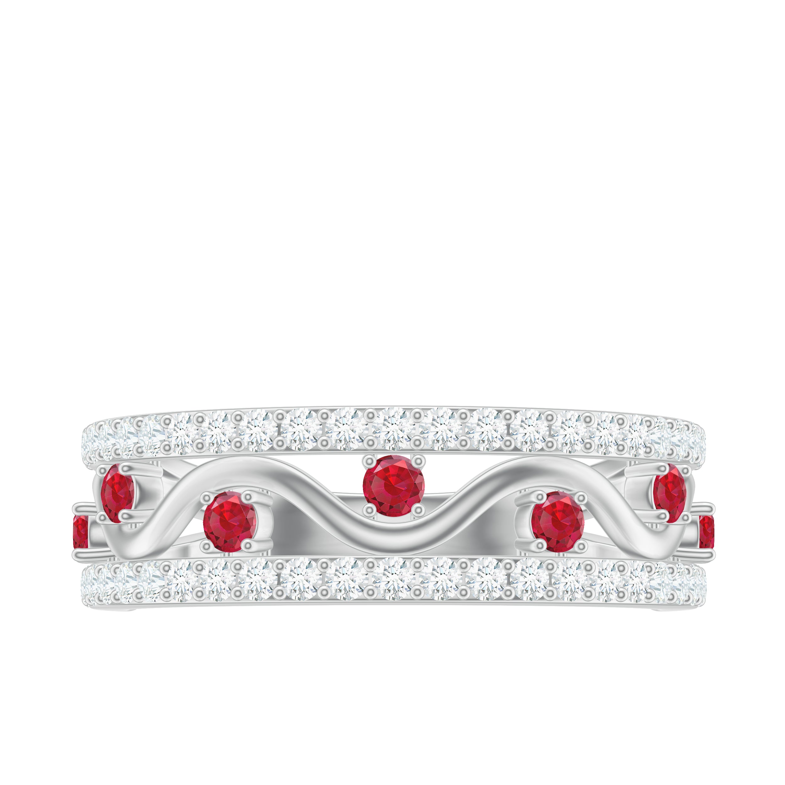 Rosec Jewels-Lab Created Ruby and Diamond Designer Anniversary Band