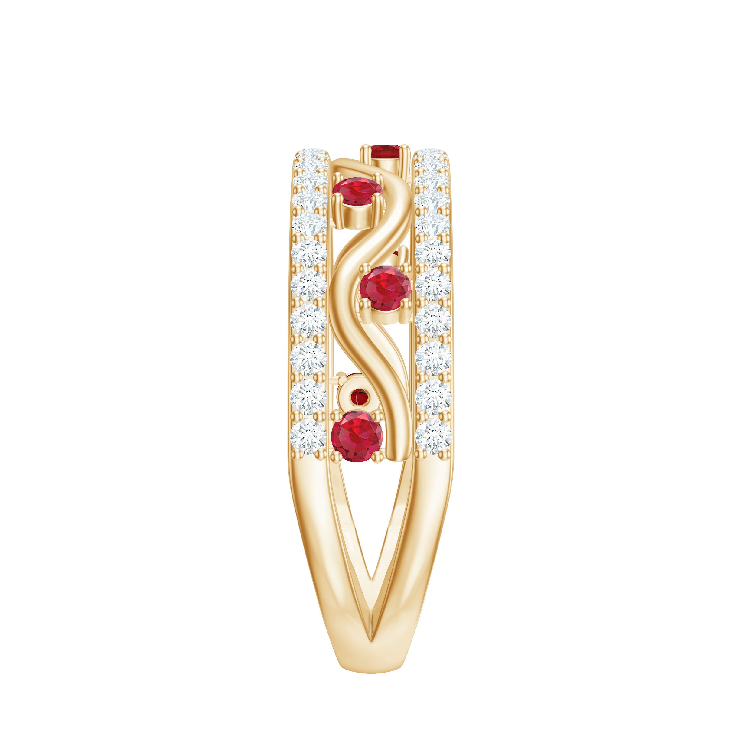 Rosec Jewels-Lab Created Ruby and Diamond Designer Anniversary Band