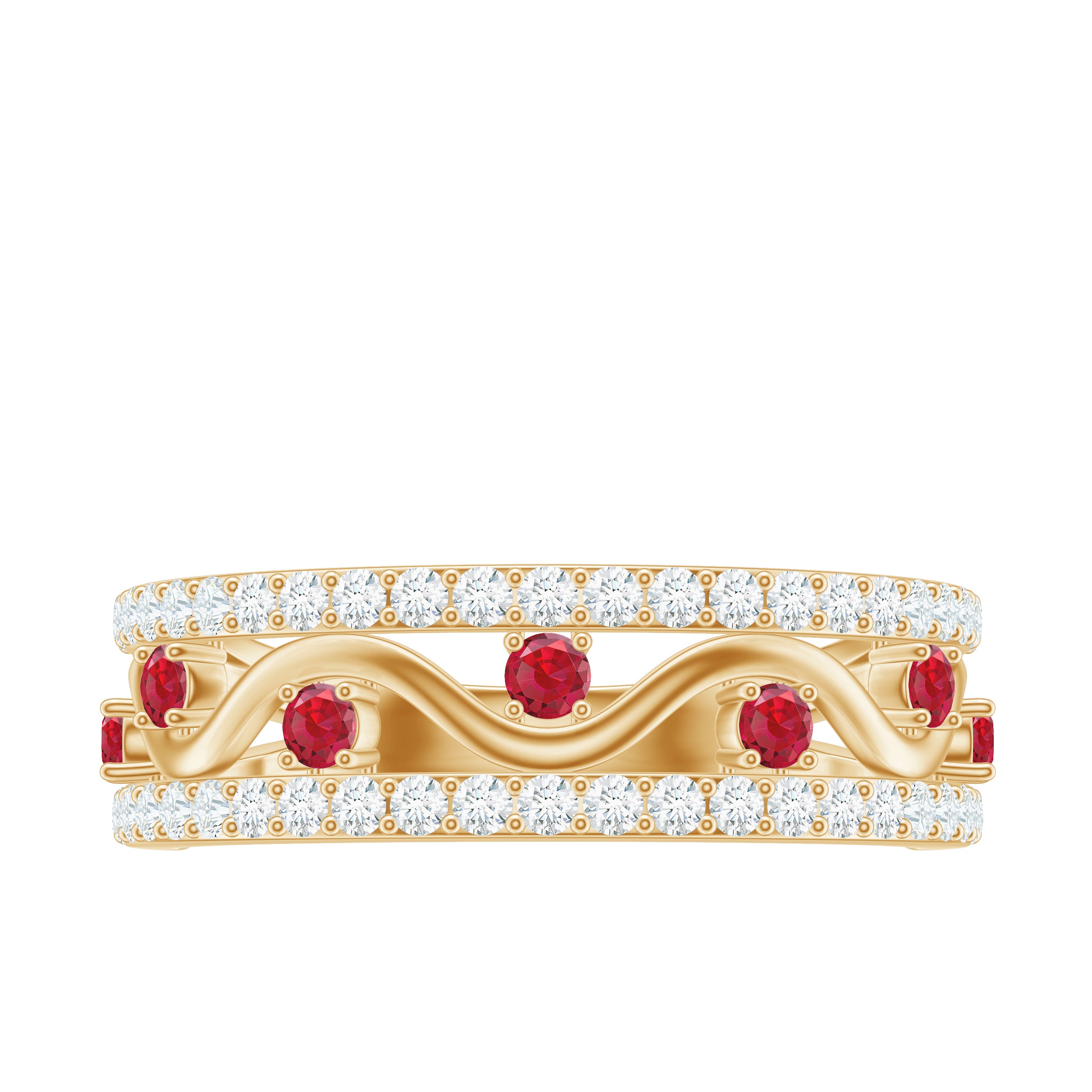 Rosec Jewels-Lab Created Ruby and Diamond Designer Anniversary Band