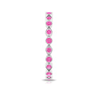 Created Pink Sapphire Stackable Eternity Ring with Beaded Shank AAAA - Rosec Jewels