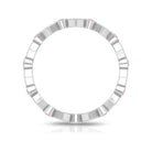 Created Pink Sapphire Stackable Eternity Ring with Beaded Shank AAAA - Rosec Jewels