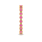 Created Pink Sapphire Stackable Eternity Ring with Beaded Shank AAAA - Rosec Jewels