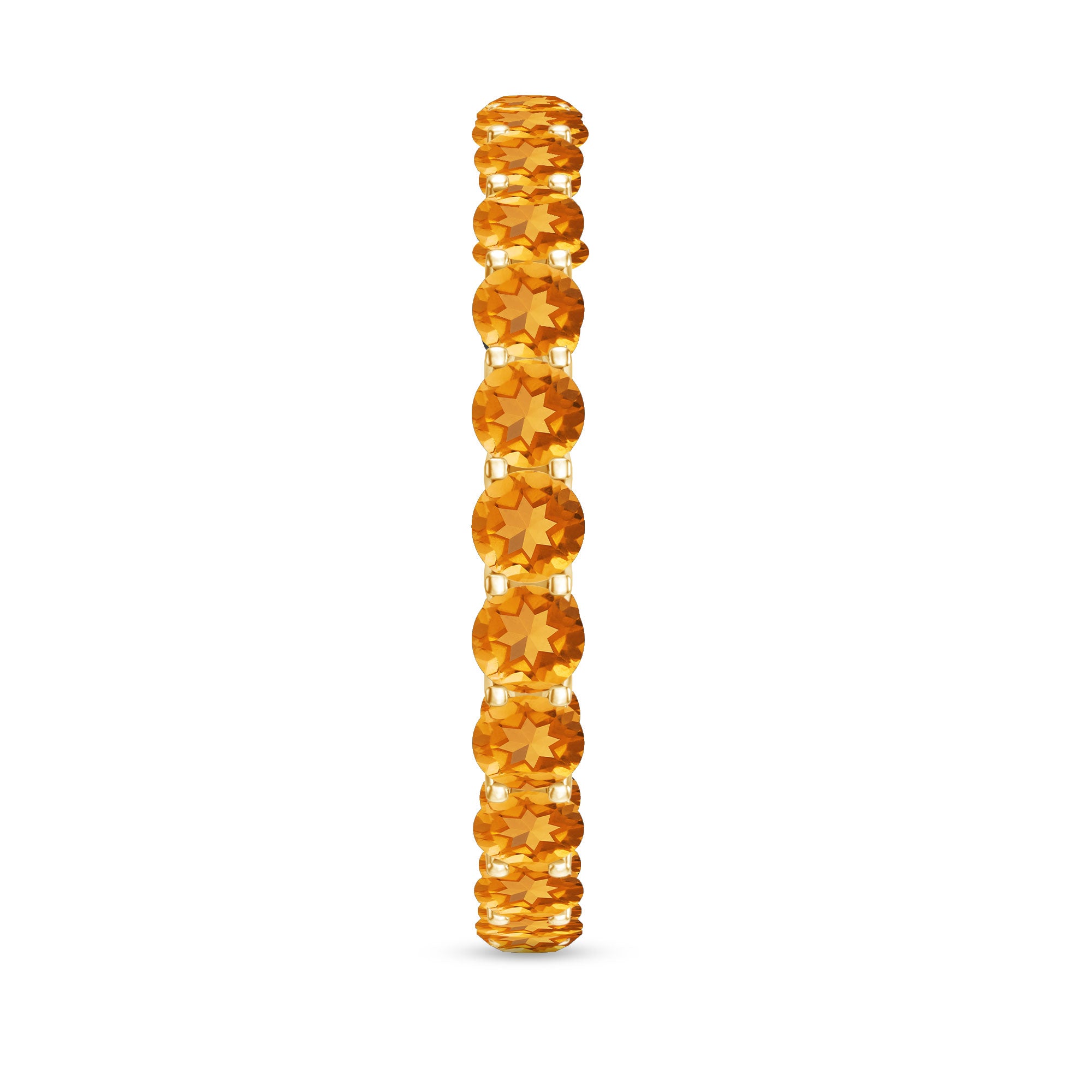 Round Citrine Simple Full Eternity Band Ring AAA - Rosec Jewels