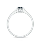 5mm London Blue Topaz Promise Ring with Diamond Halo AAA - Rosec Jewels