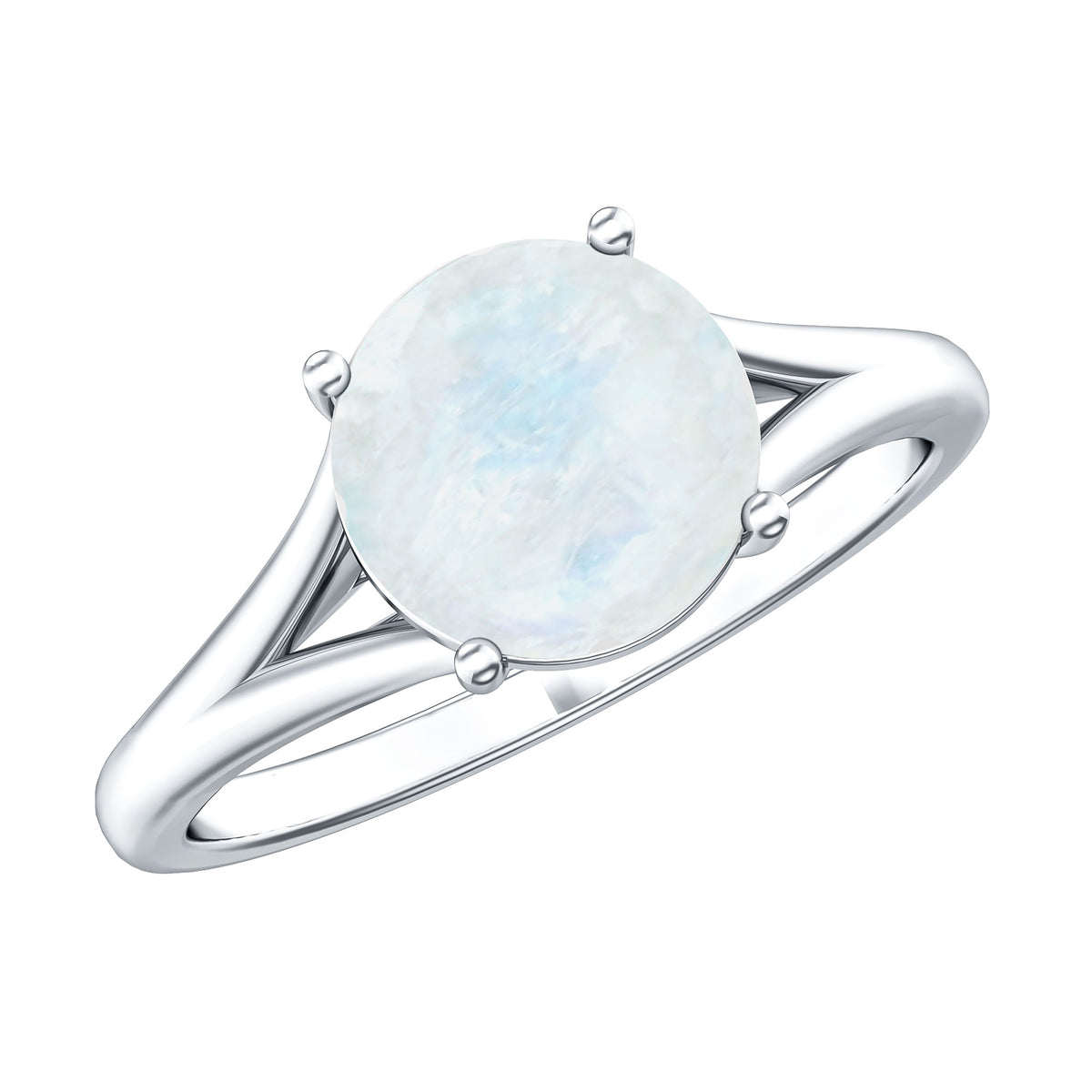 0.8 Carat Natural Moonstone Solitaire Ring with Surprise Diamond AAA - Rosec Jewels