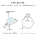 1 CT Natural Moonstone Solitaire Ring with Surprise Diamond AAA - Rosec Jewels