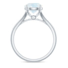 1 CT Natural Moonstone Solitaire Ring with Surprise Diamond AAA - Rosec Jewels
