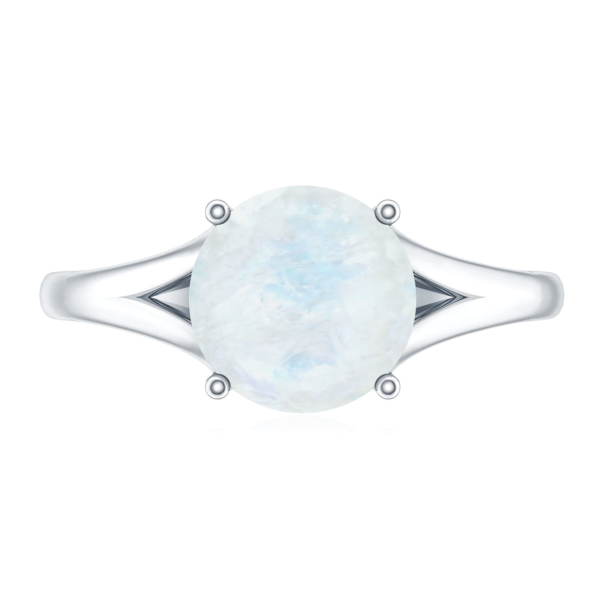 0.8 Carat Natural Moonstone Solitaire Ring with Surprise Diamond AAA - Rosec Jewels
