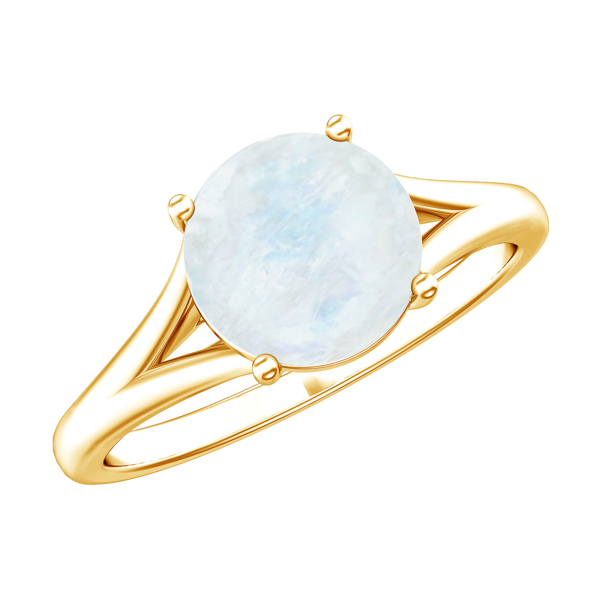 0.8 Carat Natural Moonstone Solitaire Ring with Surprise Diamond AAA - Rosec Jewels