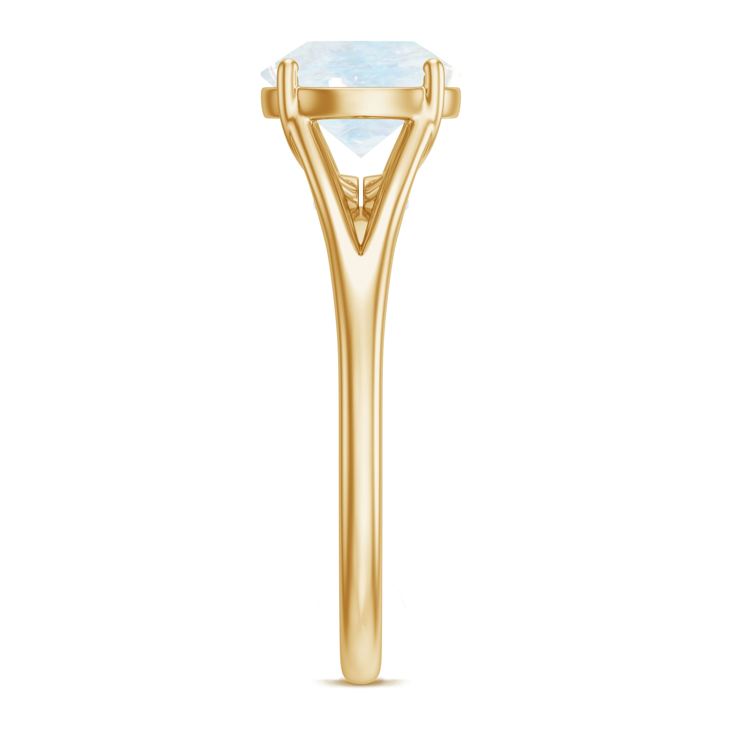 1 CT Natural Moonstone Solitaire Ring with Surprise Diamond AAA - Rosec Jewels