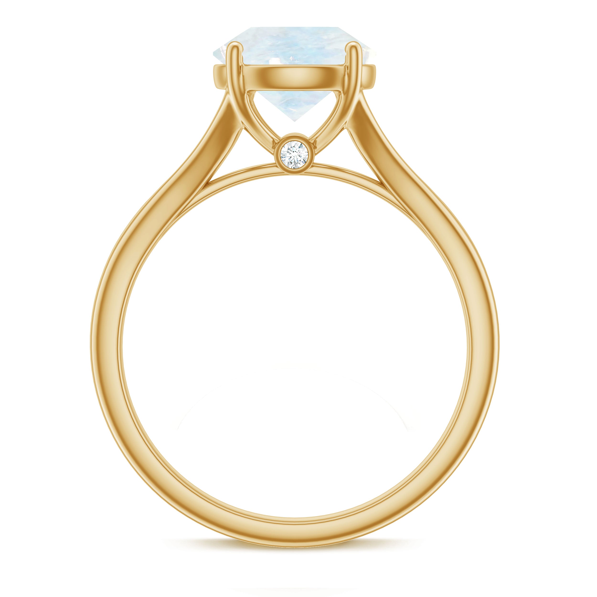 1 CT Natural Moonstone Solitaire Ring with Surprise Diamond AAA - Rosec Jewels