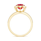 Classic Lab Grown Ruby Oval Engagement Ring with Diamond Halo AAAA - Rosec Jewels