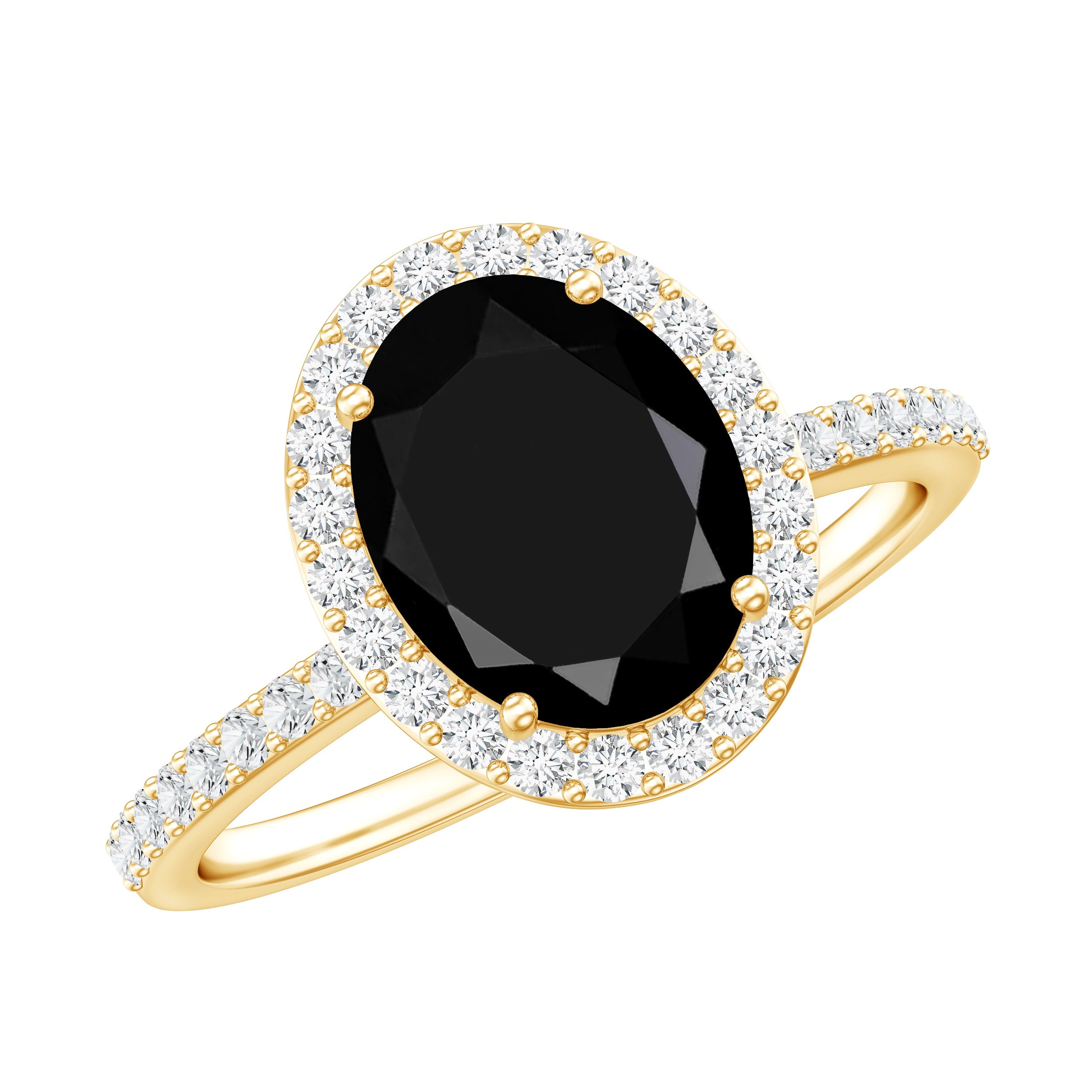 Certified 4.2 Carat Lab Grown Black and White Diamond Oval Engagement Ring with Halo AAAA ( Synthetic ) - Rosec Jewels