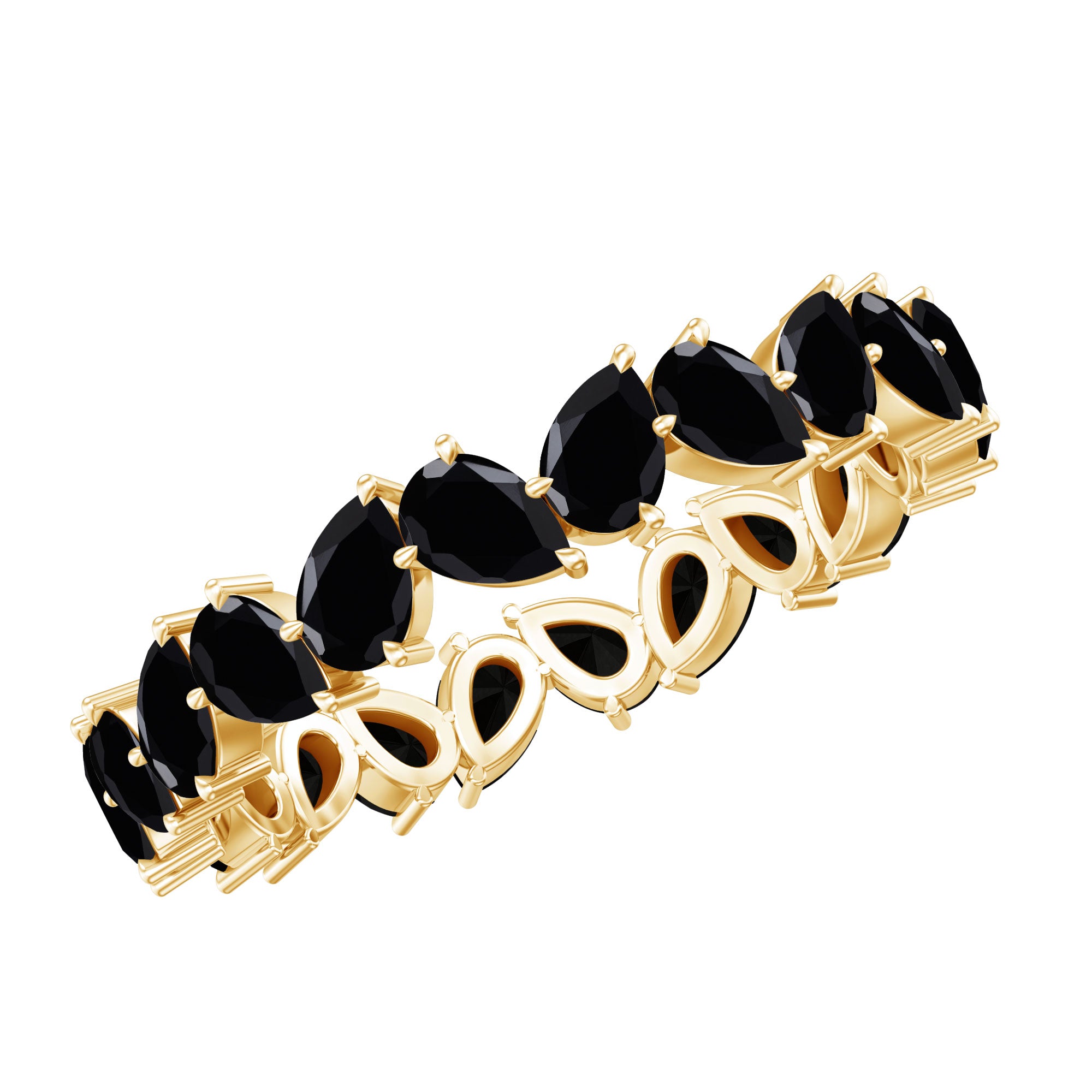 Rosec Jewels-Genuine Pear Shaped Black Onyx Stackable Wedding Band