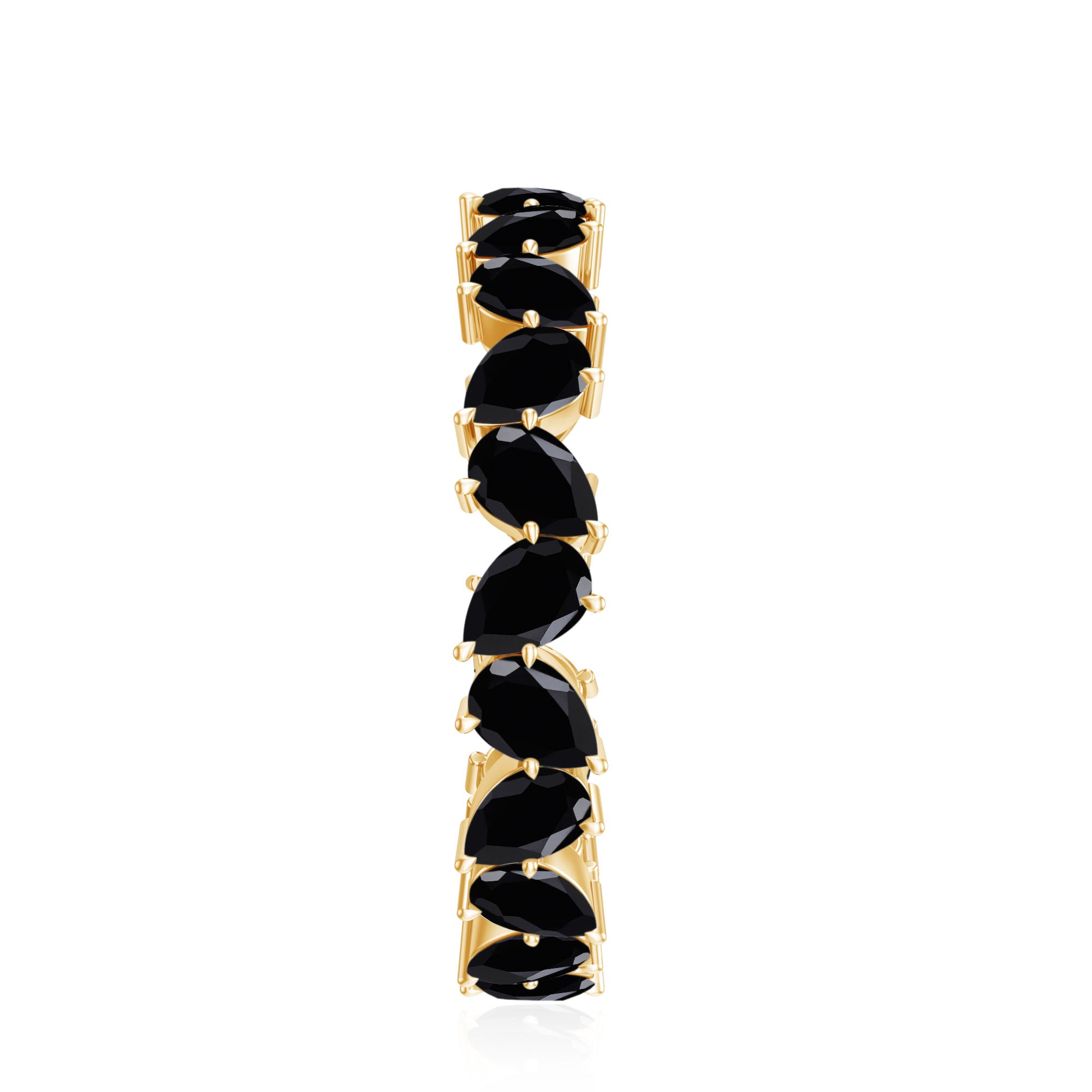 Rosec Jewels-Genuine Pear Shaped Black Onyx Stackable Wedding Band