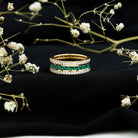 Certified Lab Grown Emerald 3 Row Eternity Wedding Band AAAA - Rosec Jewels