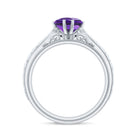 Vintage Style 2 Carat Amethyst Heart Engagement Ring with Diamond AAA - Rosec Jewels