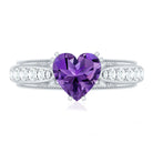 Vintage Style 2 Carat Amethyst Heart Engagement Ring with Diamond AAA - Rosec Jewels