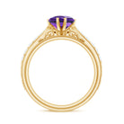 Vintage Style 2 Carat Amethyst Heart Engagement Ring with Diamond AAA - Rosec Jewels