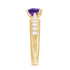 Vintage Style 2 Carat Amethyst Heart Engagement Ring with Diamond AAA - Rosec Jewels