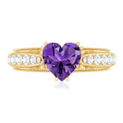 Vintage Style 2 Carat Amethyst Heart Engagement Ring with Diamond AAA - Rosec Jewels