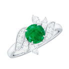Natural 0.4 Carat Emerald Engagement Ring with Diamond AAA - Rosec Jewels