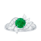 Natural 0.4 Carat Emerald Engagement Ring with Diamond AAA - Rosec Jewels