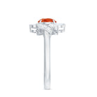 1.25 CT Fire Opal Flower Engagement Ring with Diamond AAA - Rosec Jewels