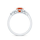 1.25 CT Fire Opal Flower Engagement Ring with Diamond AAA - Rosec Jewels