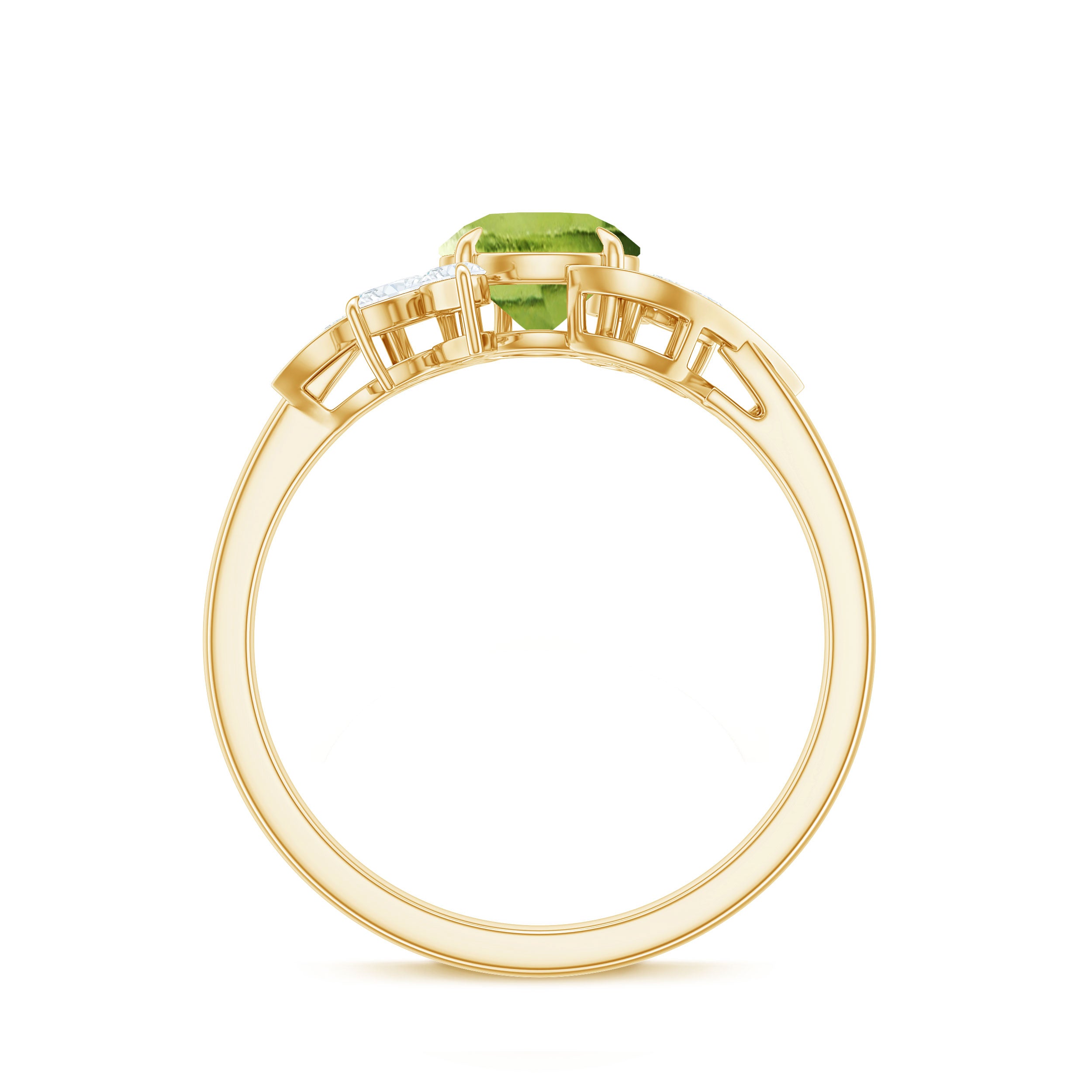 Nature Inspired 2 Carat Peridot Engagement Ring with Diamond AAA - Rosec Jewels