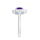 Nature Inspired 1 Carat Amethyst Engagement Ring with Diamond AAA - Rosec Jewels