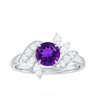 Nature Inspired 1 Carat Amethyst Engagement Ring with Diamond AAA - Rosec Jewels