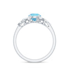 Rosec Jewels-Genuine 0.8 Carat Aquamarine and Diamond Flower Engagement Ring