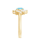 Rosec Jewels-Genuine 0.8 Carat Aquamarine and Diamond Flower Engagement Ring